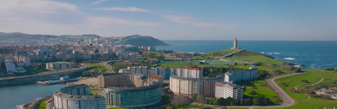 The city of A Coruña lies on the Atlantic coast in the north west corner of Spain The city of A Coruña lies on the Atlantic coast in the north west corner of Spain